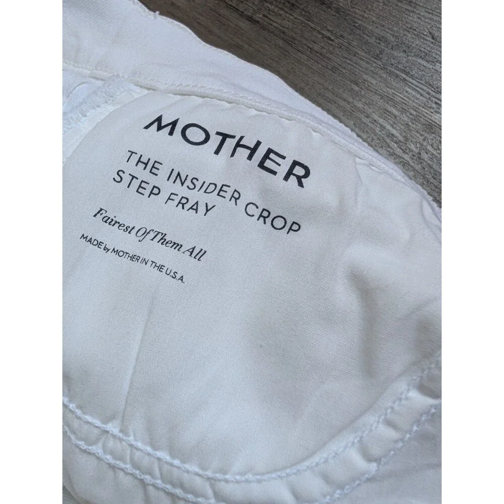 MOTHER JEANS The Hustler Crop Fray Fairest Of Them All WHITE Women's Size 28 - Picture 6 of 7
